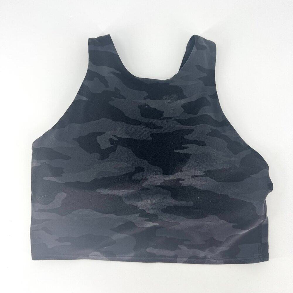 Athleta Racerback Sports‎ Bra Camo Grey Blue Black Size Medium